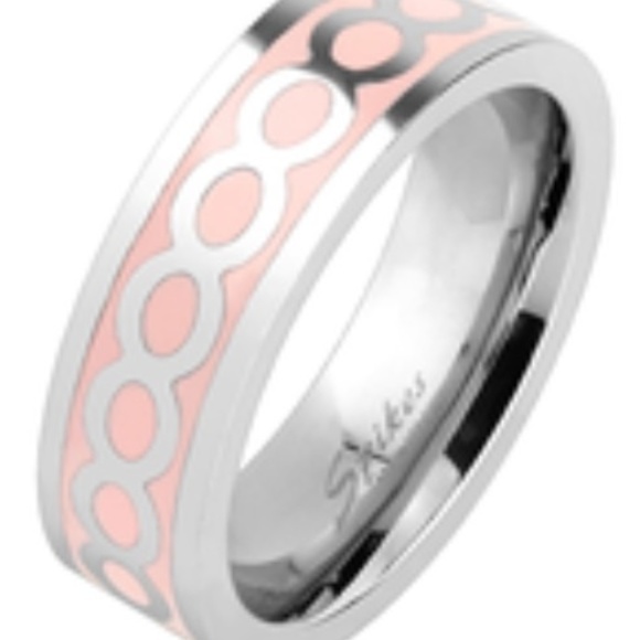 PINK & SILVER INFINITE INFINITY RING SIZES 6 & 7 - Picture 2 of 4